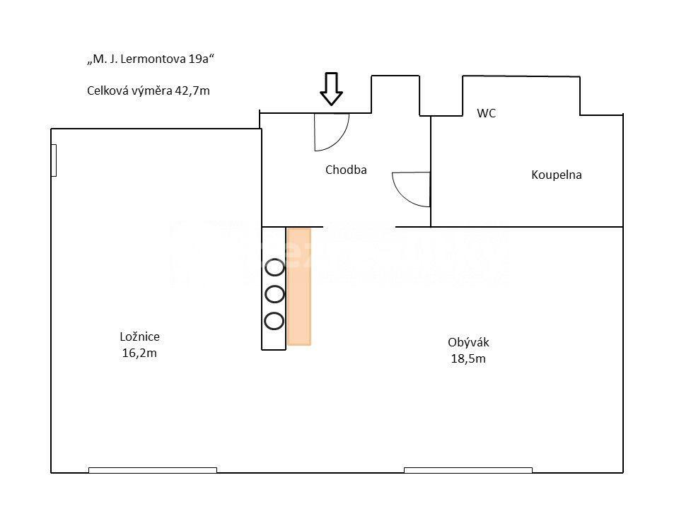 1 bedroom with open-plan kitchen flat to rent, 43 m², Michaila Jurjeviče Lermontova, Prague, Prague