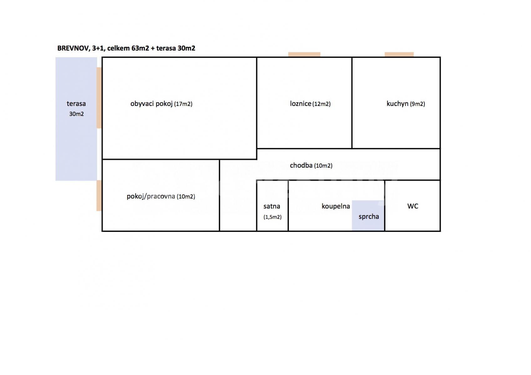 3 bedroom flat to rent, 63 m², Talichova, Prague, Prague