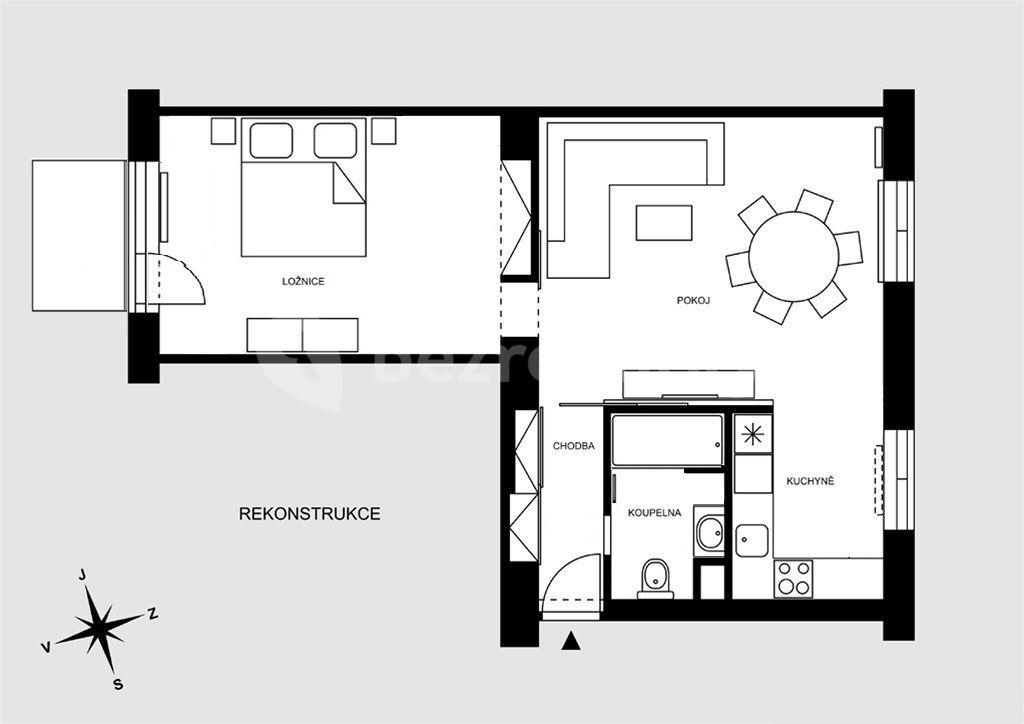 1 bedroom with open-plan kitchen flat to rent, 52 m², Křídlovická, Brno, Jihomoravský Region