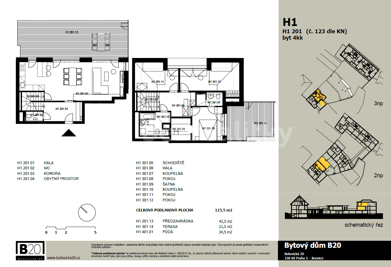 3 bedroom with open-plan kitchen flat to rent, 115 m², Butovická, Prague, Prague