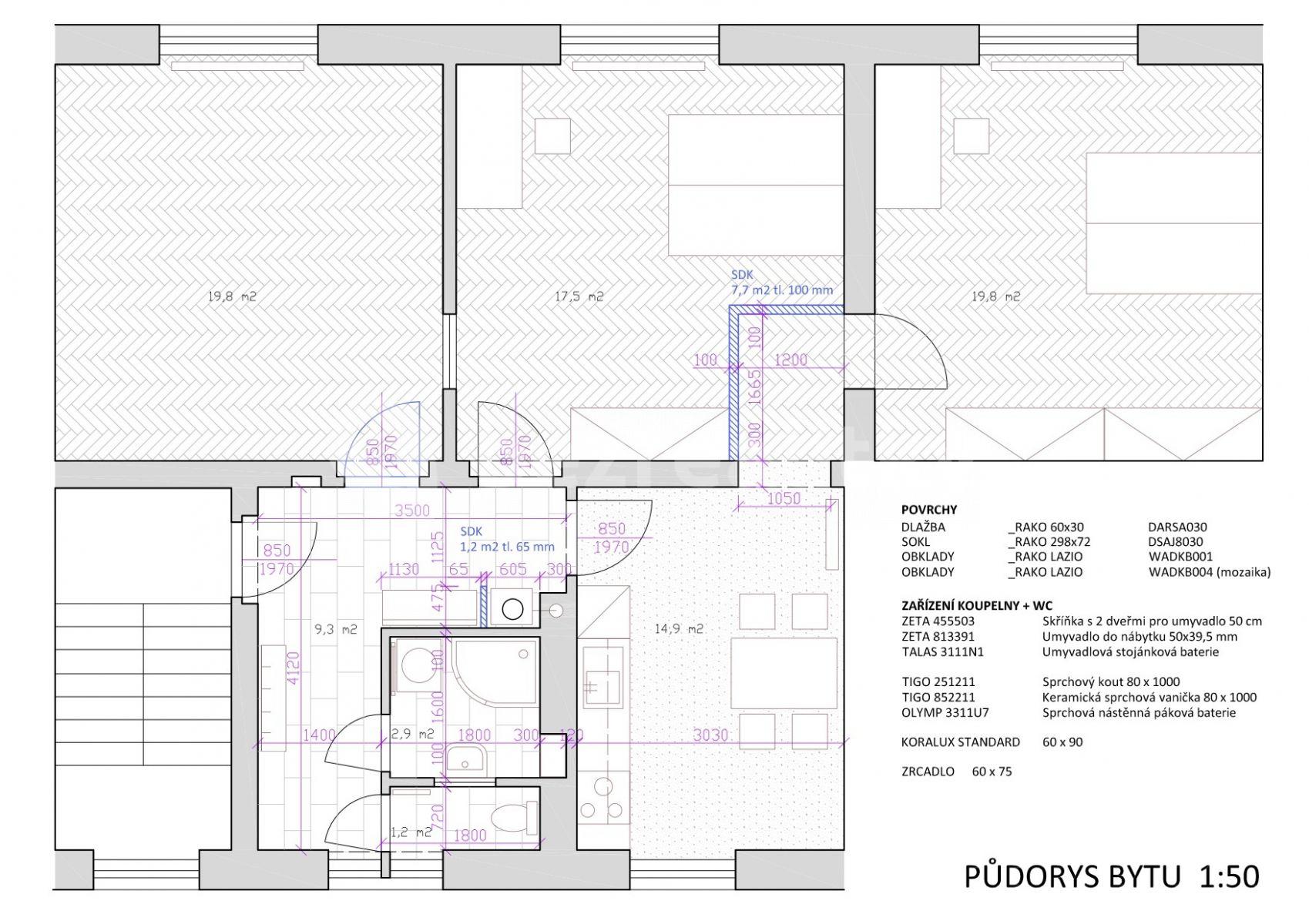 3 bedroom flat to rent, 70 m², Na Střelnici, Olomouc, Olomoucký Region