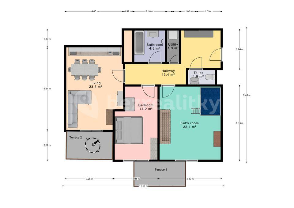 2 bedroom with open-plan kitchen flat to rent, 100 m², Kotlářka, Prague, Prague