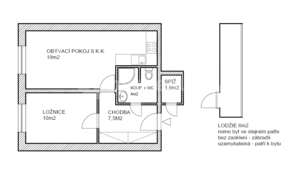 1 bedroom with open-plan kitchen flat to rent, 41 m², Kovařovicova, Prague, Prague