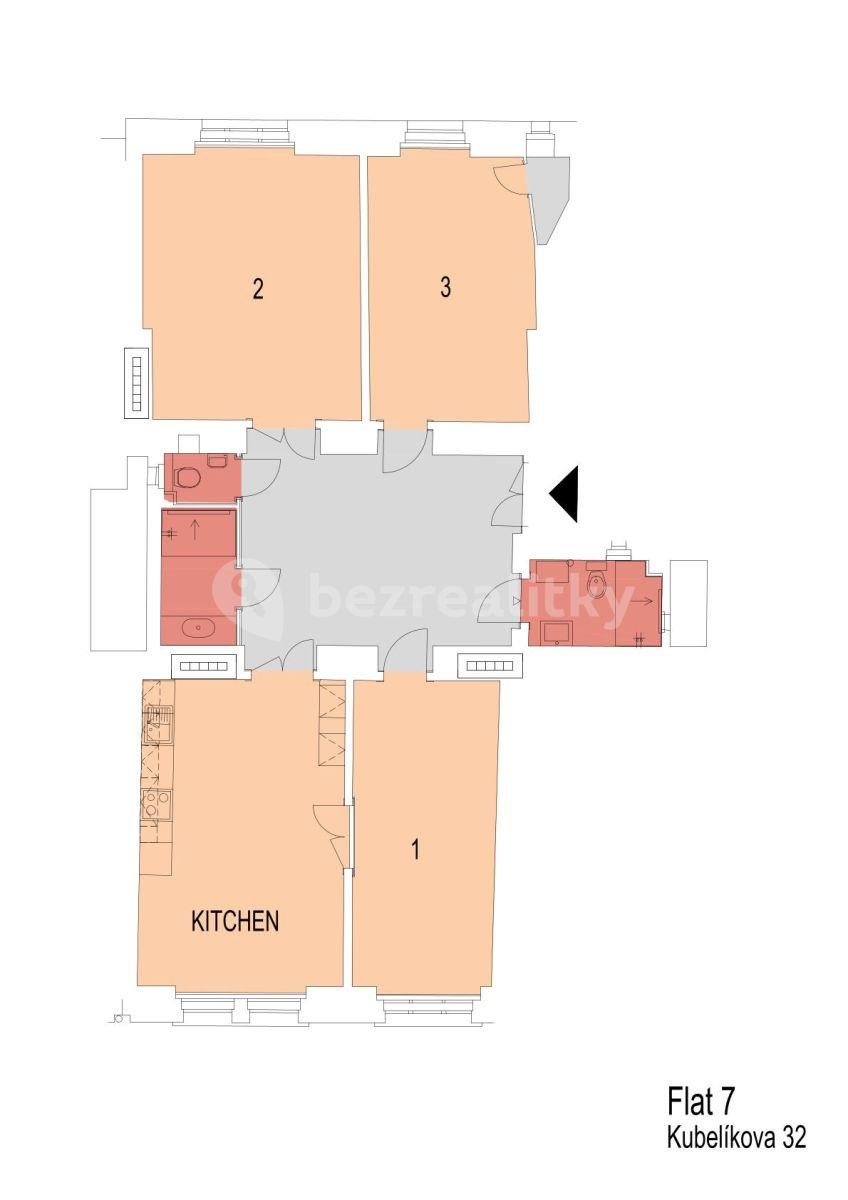 3 bedroom with open-plan kitchen flat to rent, 105 m², Kubelíkova, Prague, Prague