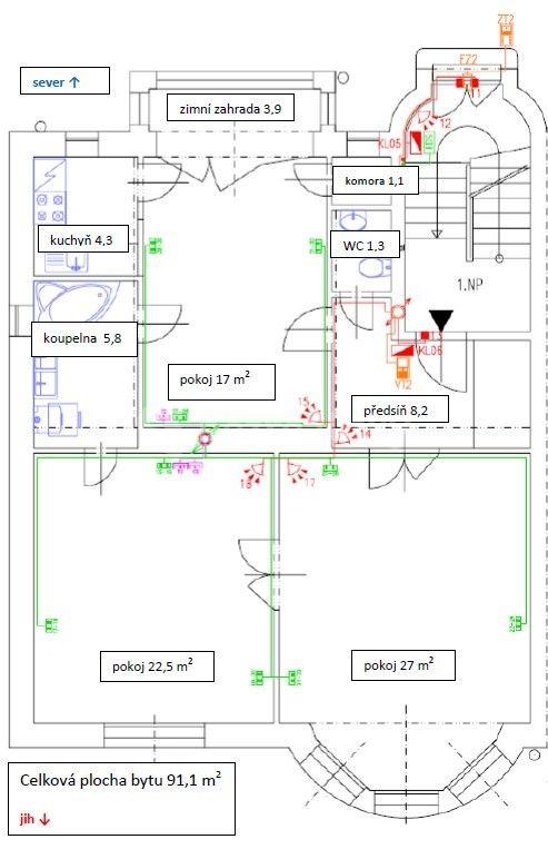 3 bedroom flat to rent, 91 m², Na Třebešíně, Prague, Prague