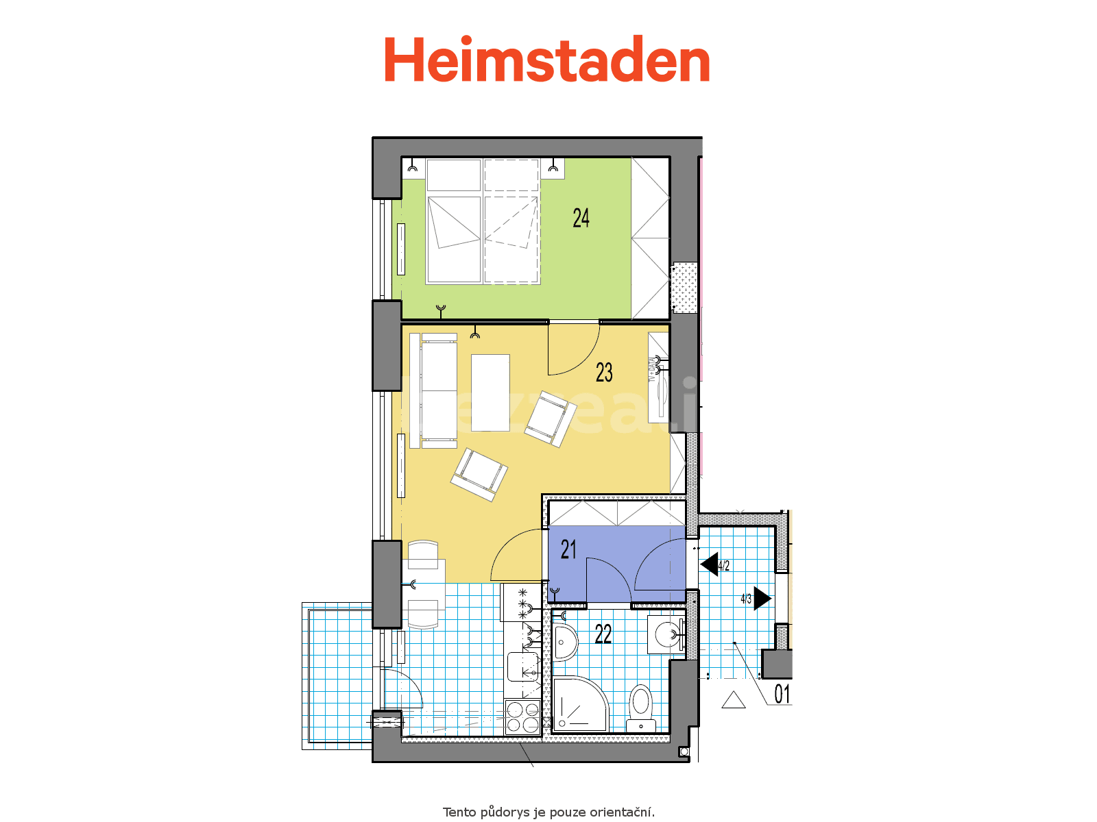 1 bedroom with open-plan kitchen flat to rent, 41 m², Řecká, Karviná, Moravskoslezský Region