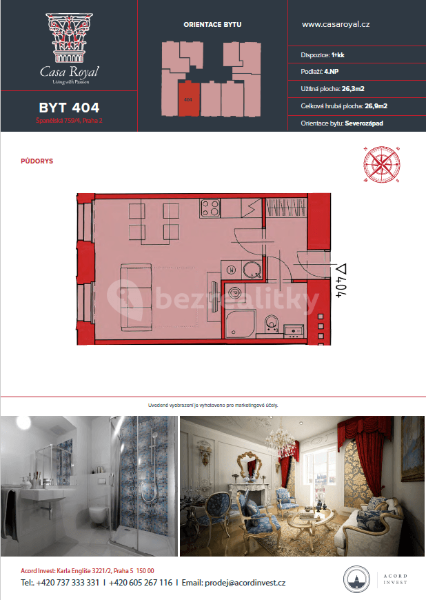 Studio flat to rent, 26 m², Španělská, Prague, Prague