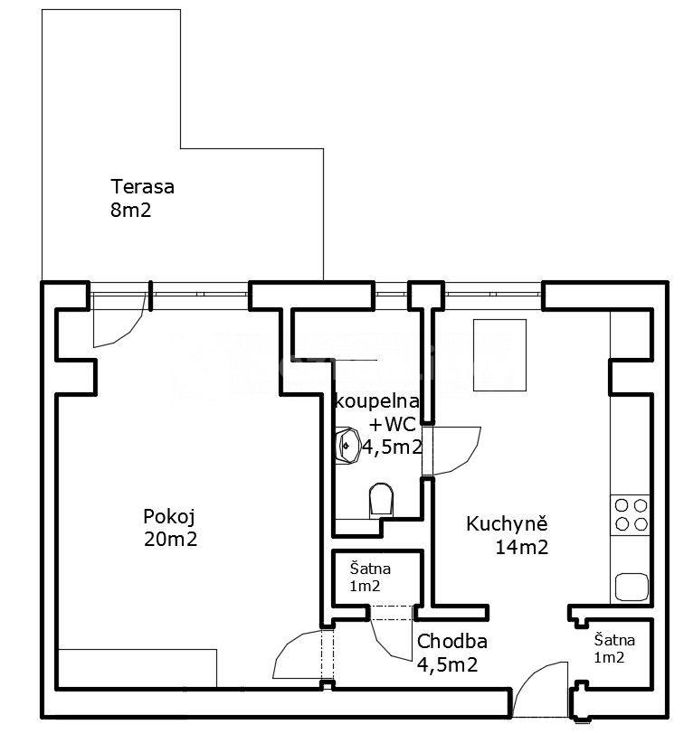 1 bedroom flat to rent, 53 m², Závodského, Brno, Jihomoravský Region