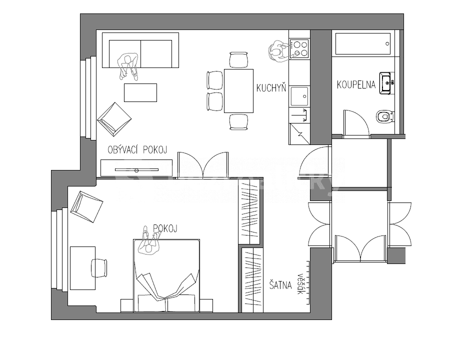 1 bedroom with open-plan kitchen flat to rent, 58 m², Jilemnického, Prague, Prague