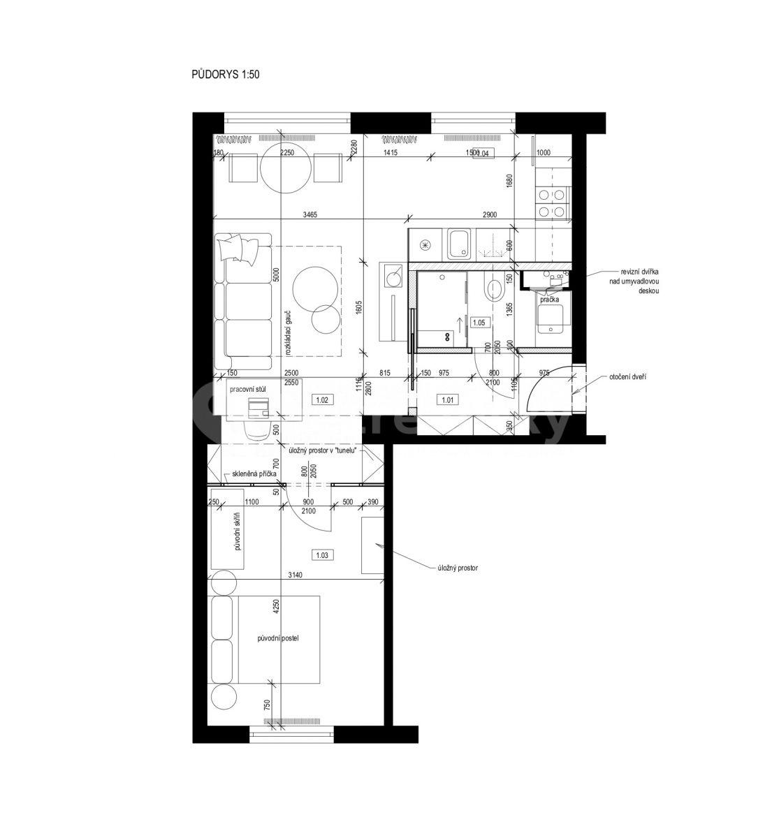 1 bedroom with open-plan kitchen flat to rent, 53 m², Patočkova, Prague, Prague