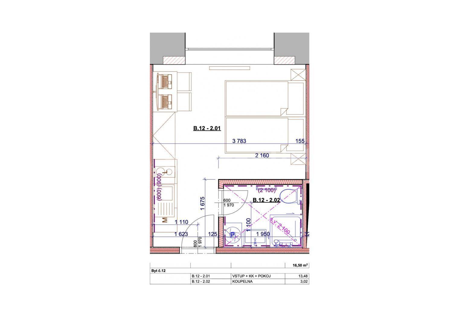 Studio flat to rent, 16 m², Hybešova, Brno, Jihomoravský Region