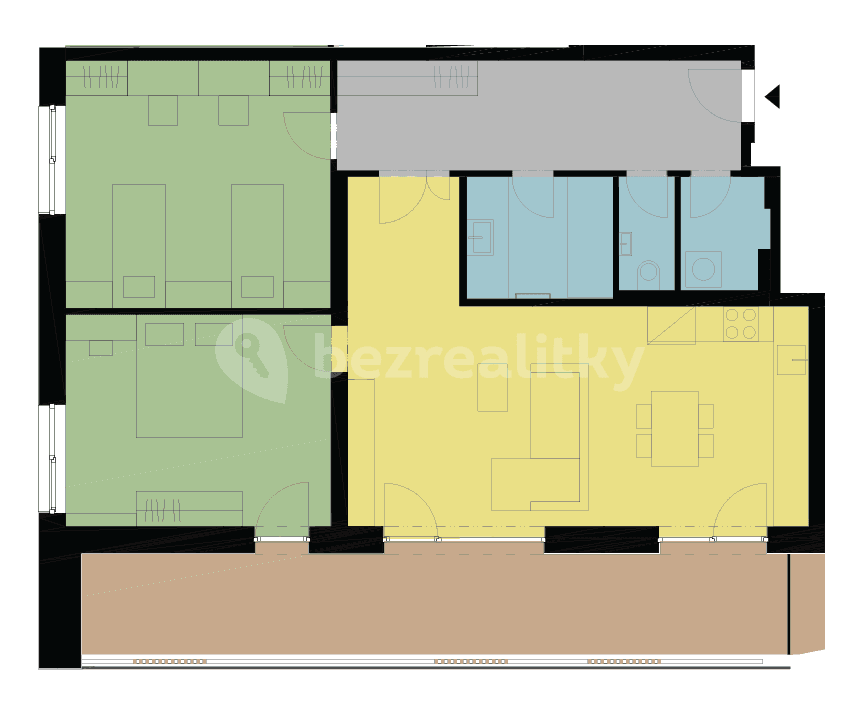 2 bedroom with open-plan kitchen flat to rent, 97 m², Kaliberové, Prague, Prague