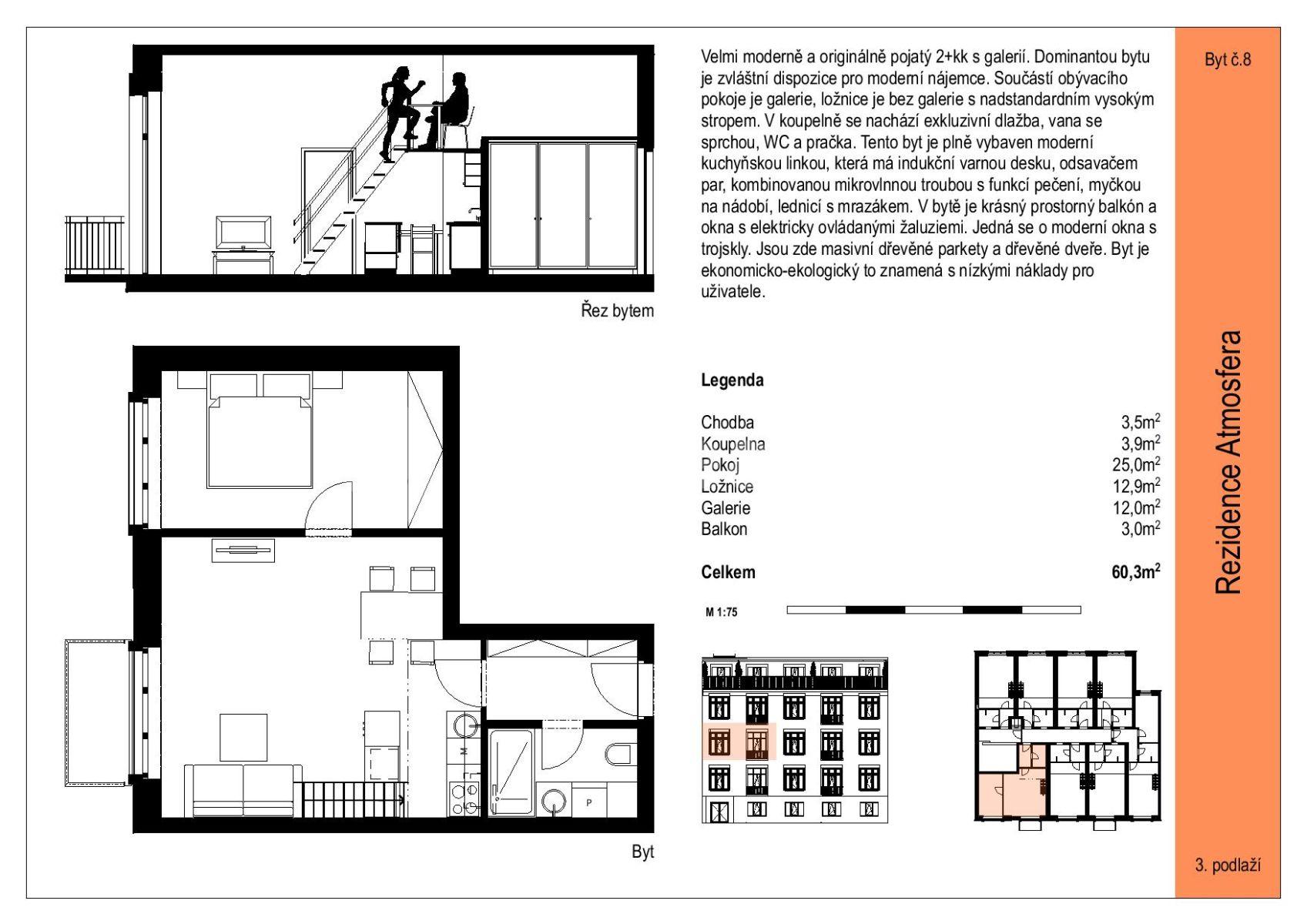 1 bedroom with open-plan kitchen flat to rent, 60 m², Ambrožova, Prague, Prague