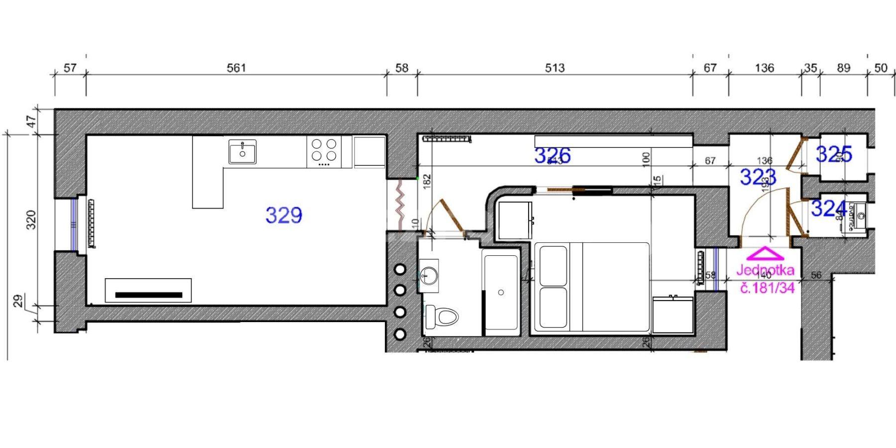 1 bedroom with open-plan kitchen flat to rent, 43 m², Mečislavova, Prague, Prague