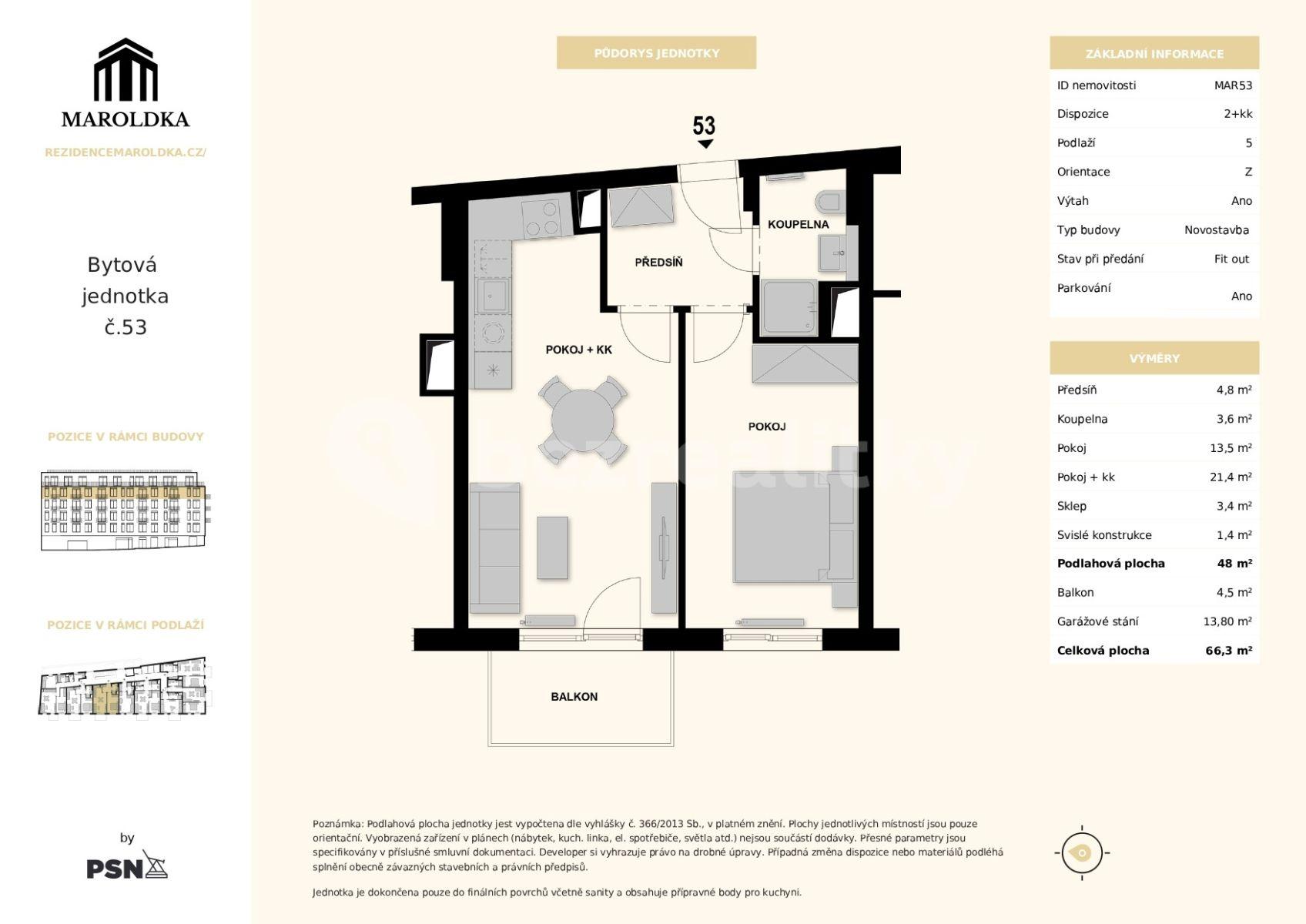 1 bedroom with open-plan kitchen flat for sale, 48 m², Maroldova, Prague, Prague