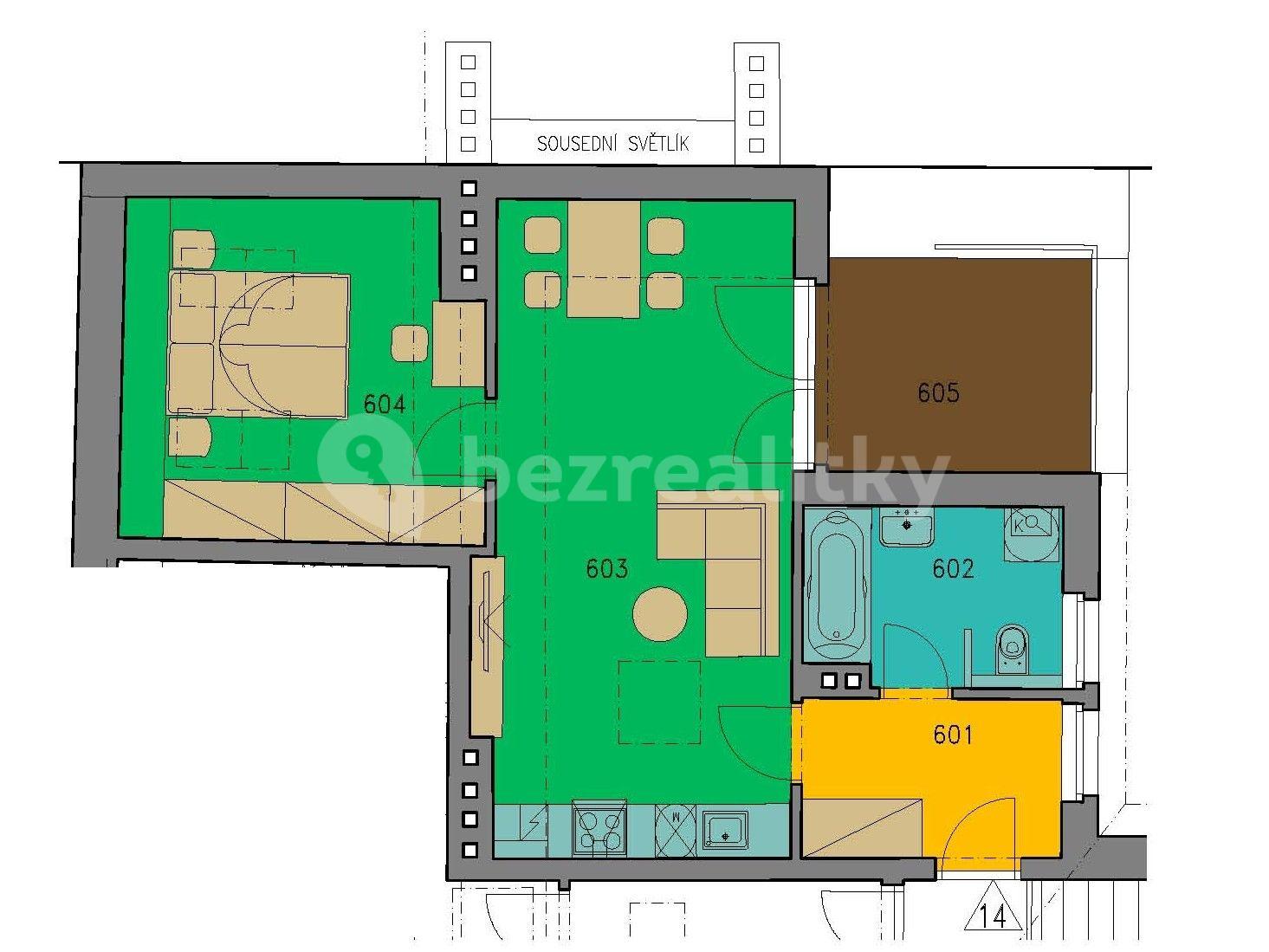 1 bedroom with open-plan kitchen flat to rent, 57 m², Šaldova, Prague, Prague