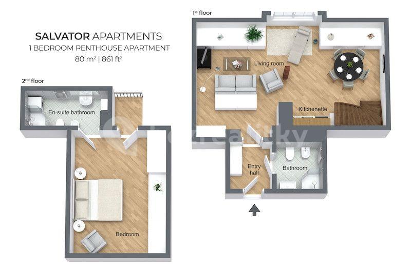 1 bedroom with open-plan kitchen flat to rent, 80 m², Dušní, Prague, Prague