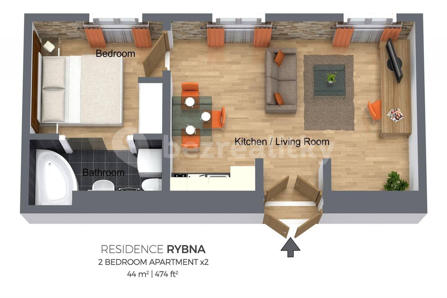 1 bedroom with open-plan kitchen flat to rent, 44 m², Rybná, Prague, Prague