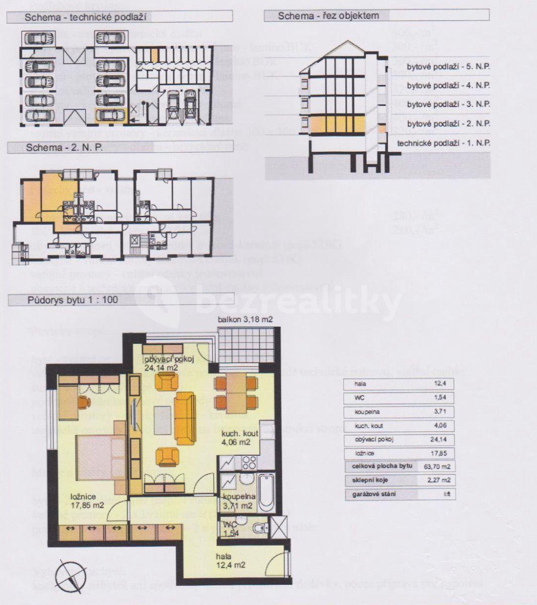 2 bedroom flat to rent, 67 m², V Zahradách, Prague, Prague