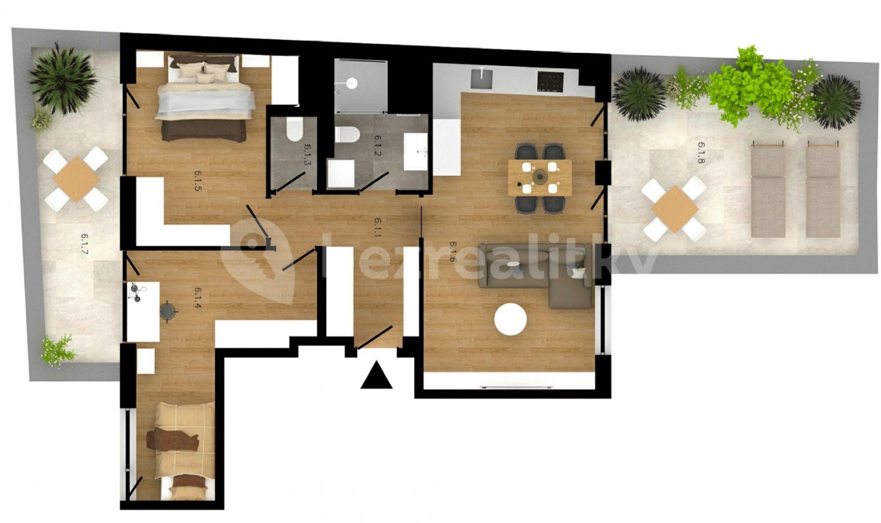 2 bedroom with open-plan kitchen flat to rent, 90 m², Soukenická, Prague, Prague