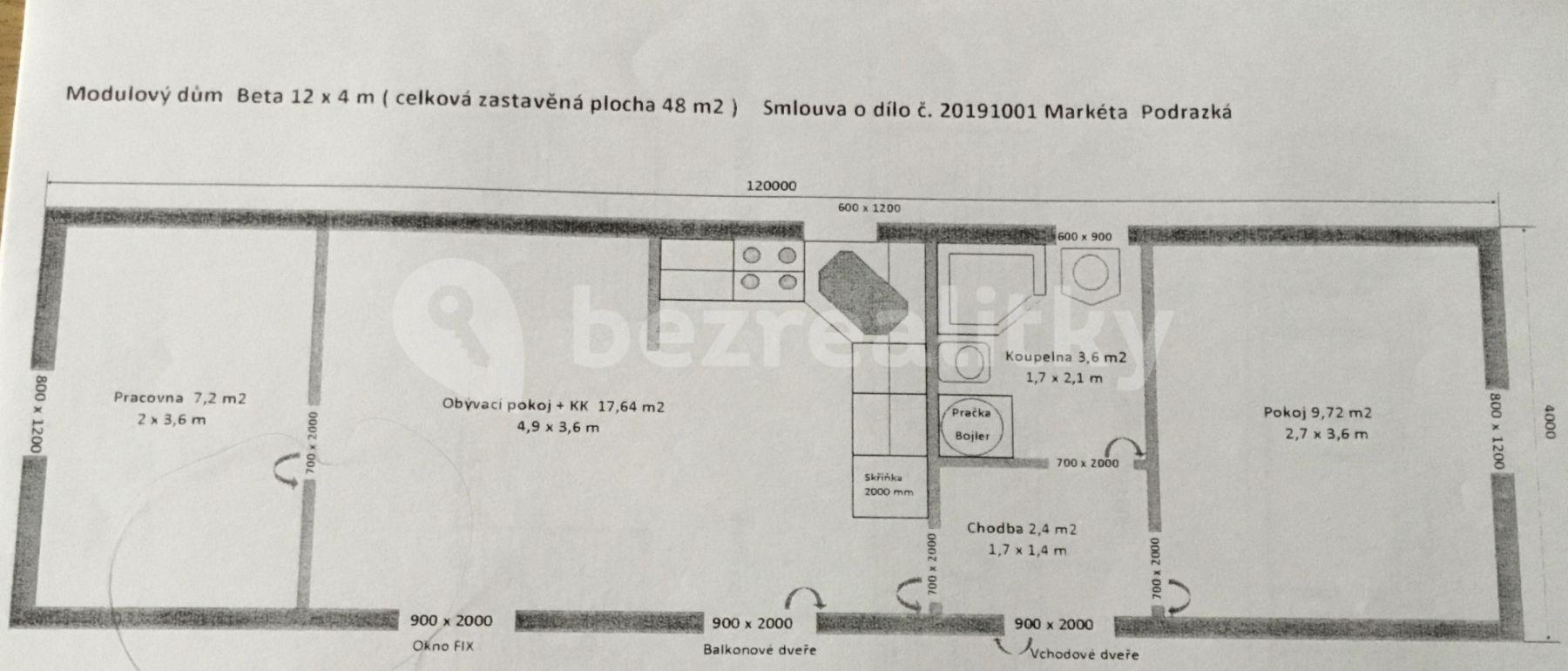 2 bedroom with open-plan kitchen flat to rent, 48 m², V Cestách, Šestajovice, Středočeský Region