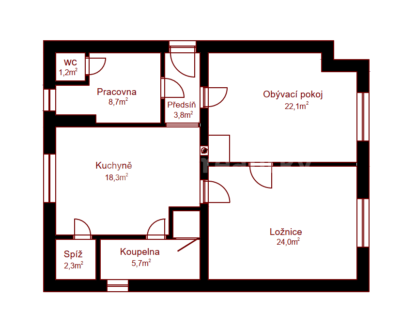 3 bedroom flat for sale, 94 m², Na Vyhlídce, Prachatice, Jihočeský Region