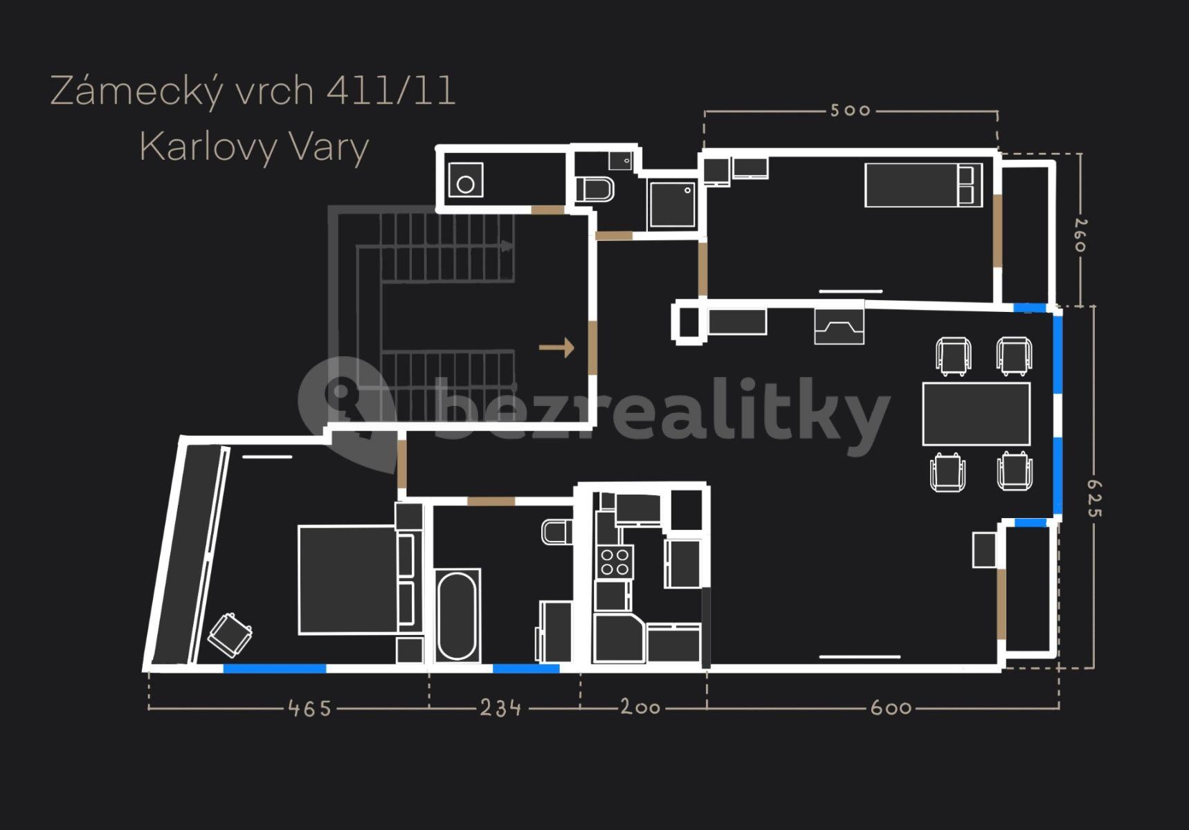 2 bedroom with open-plan kitchen flat for sale, 100 m², Zámecký vrch, Karlovy Vary, Karlovarský Region