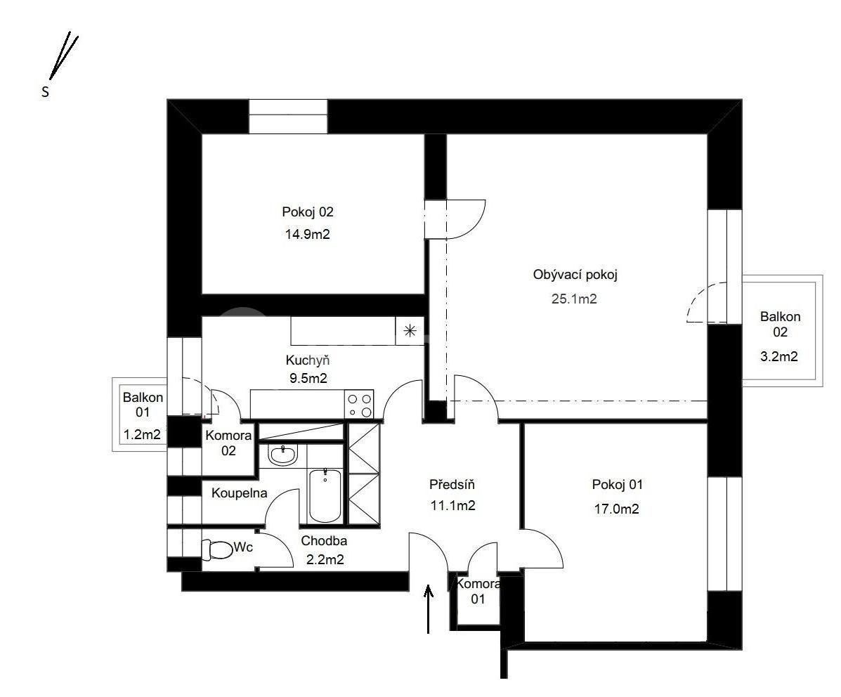 3 bedroom flat for sale, 91 m², Pod Nemocnicí, Hranice, Olomoucký Region