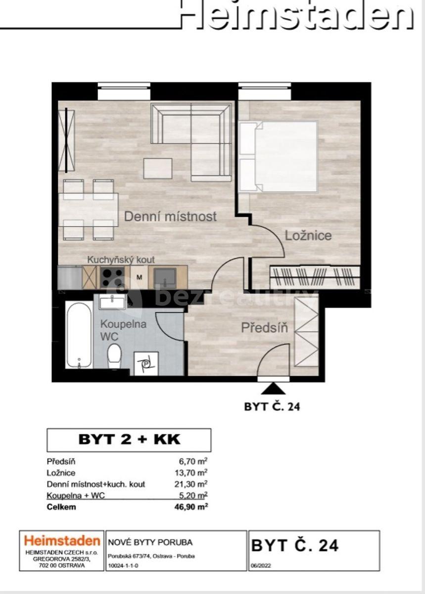 1 bedroom with open-plan kitchen flat to rent, 45 m², Porubská, Ostrava, Moravskoslezský Region
