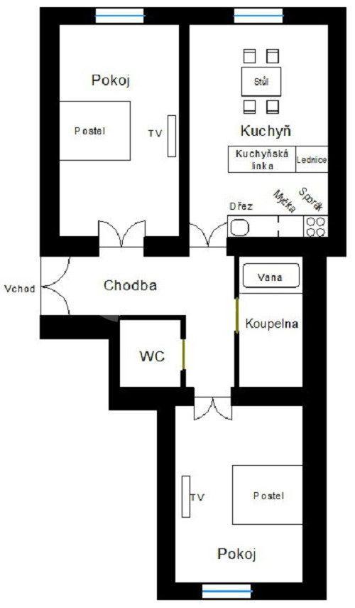 2 bedroom flat to rent, 79 m², Polská, Prague, Prague