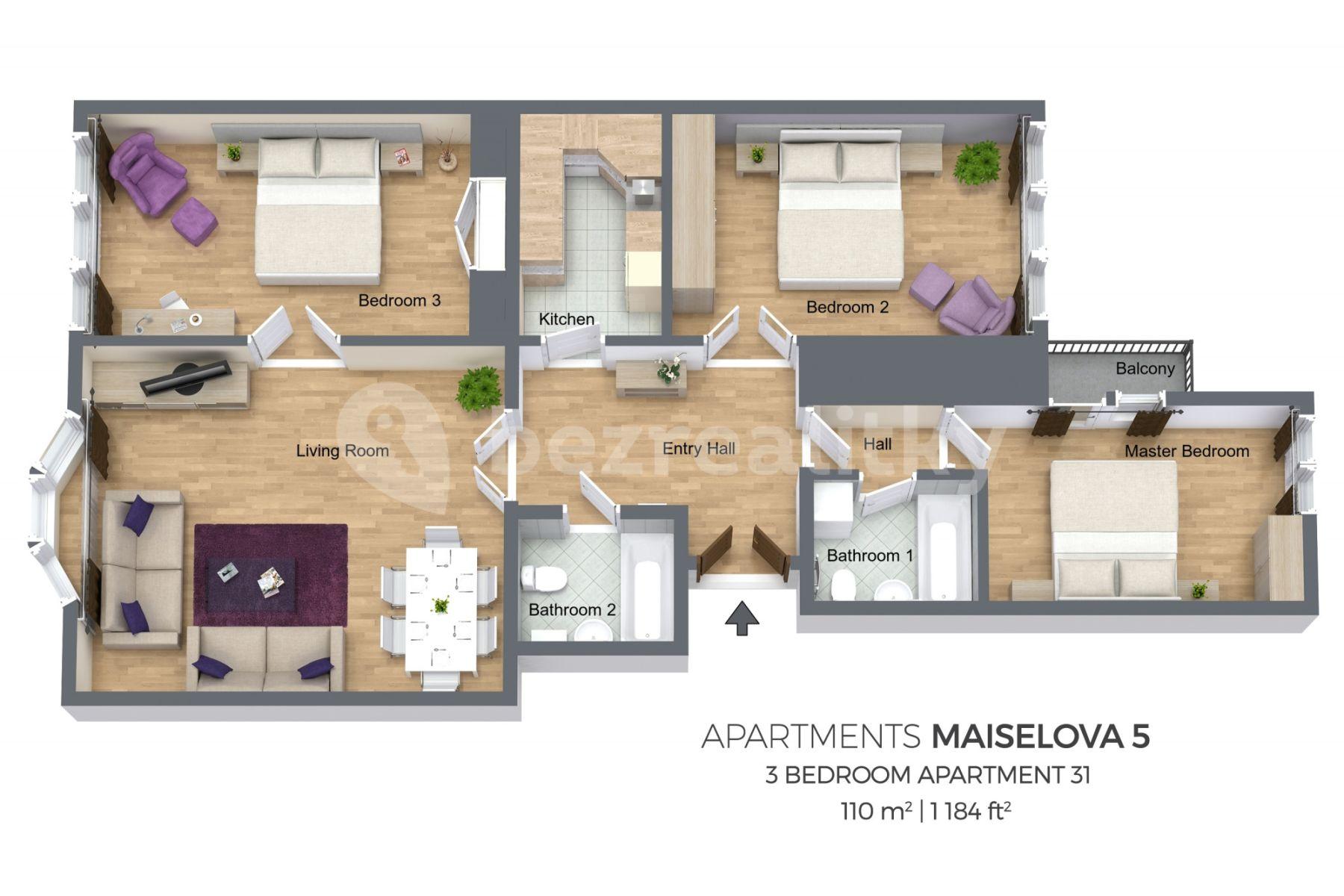 4 bedroom flat to rent, 111 m², Maiselova, Prague, Prague