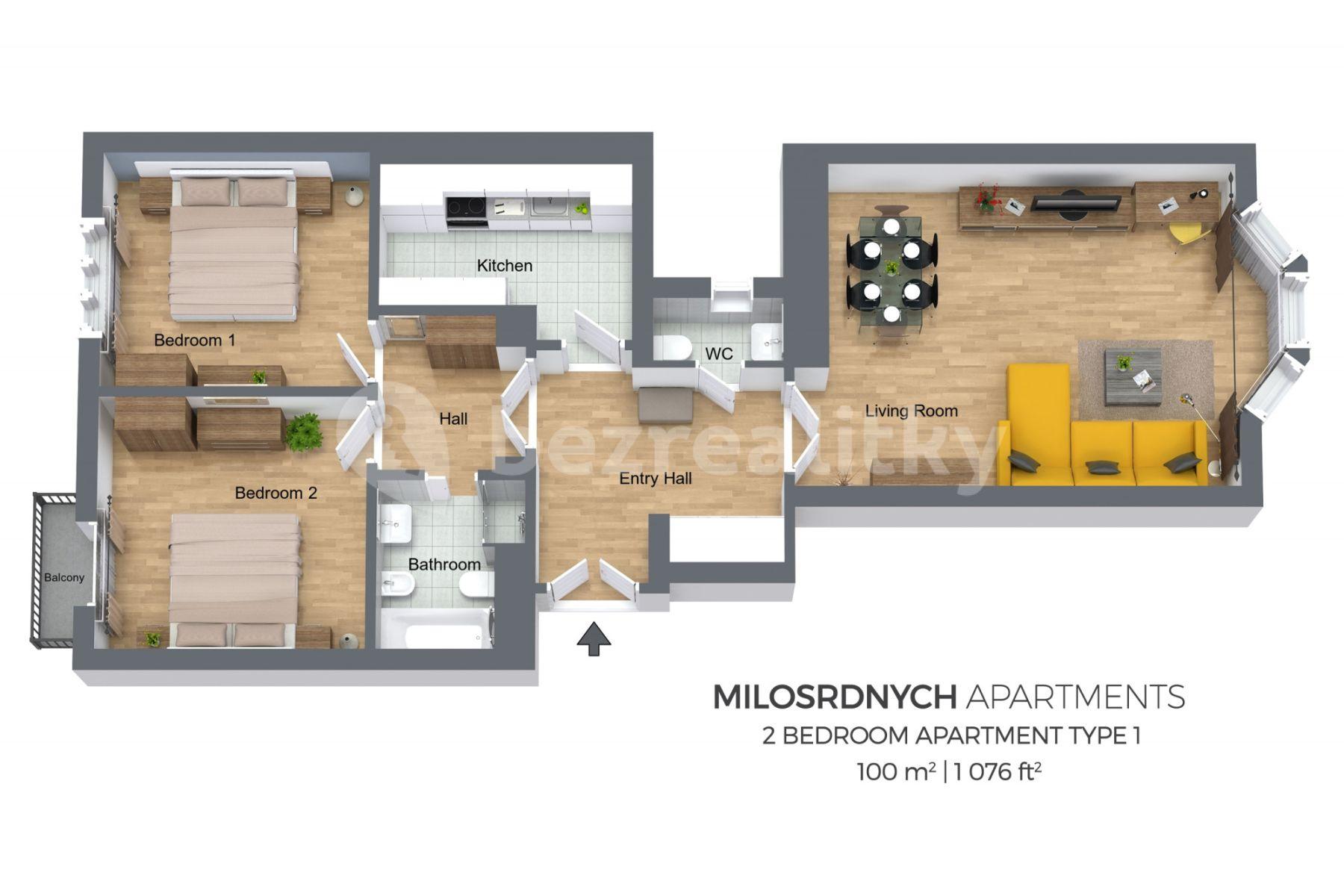 3 bedroom flat to rent, 100 m², U Milosrdných, Prague, Prague