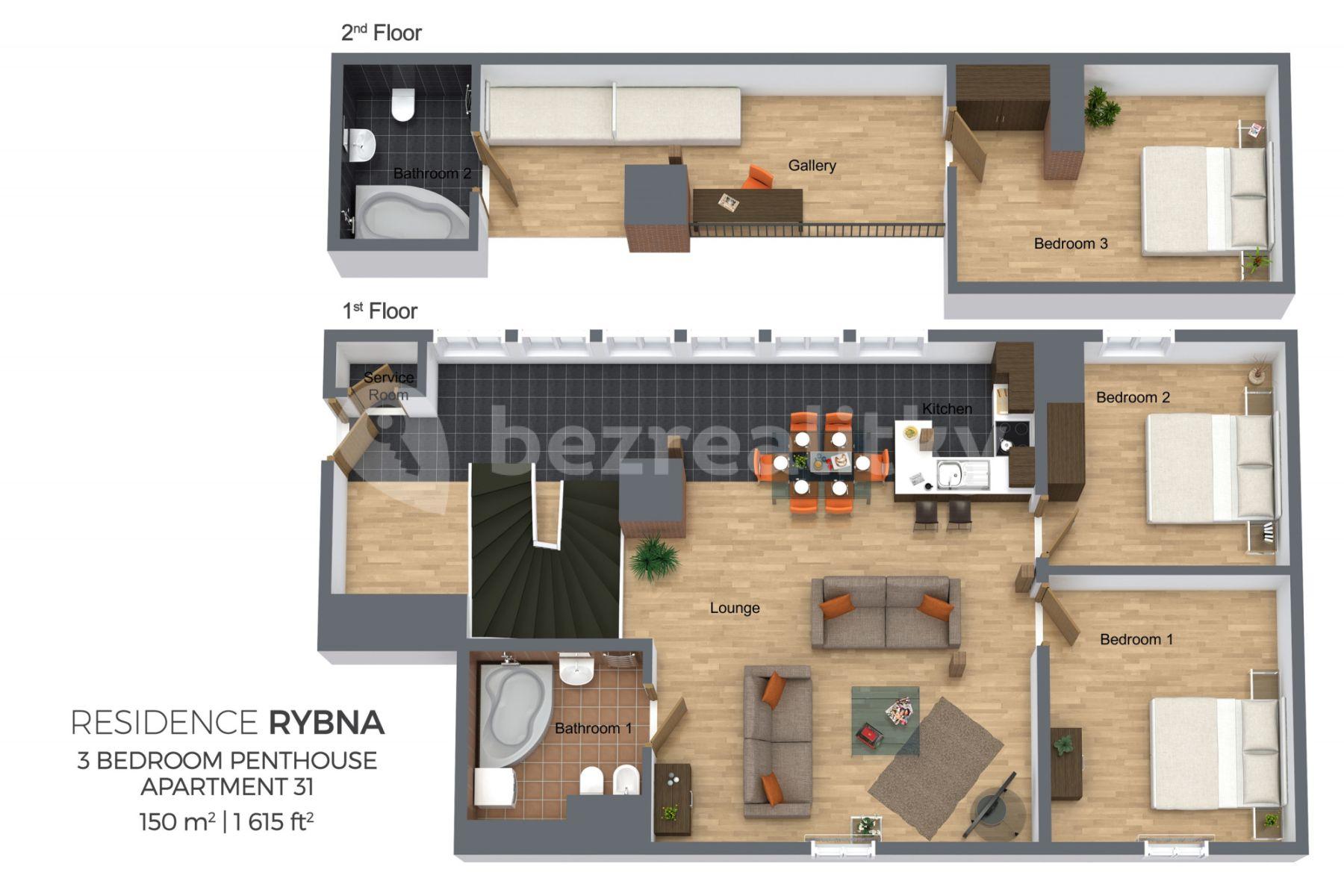 3 bedroom with open-plan kitchen flat to rent, 150 m², Rybná, Prague, Prague