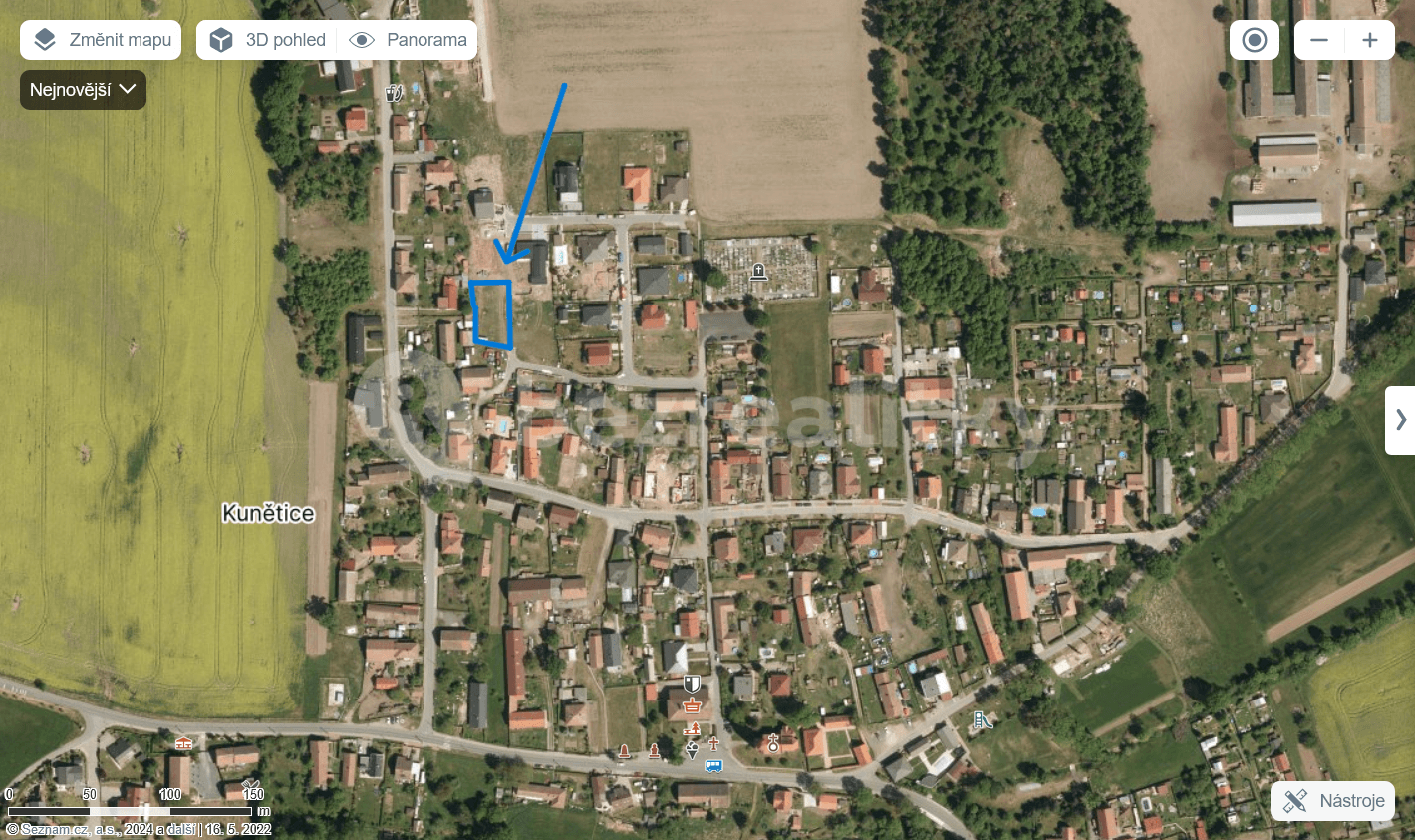 plot for sale, 927 m², Kunětice, Pardubický Region