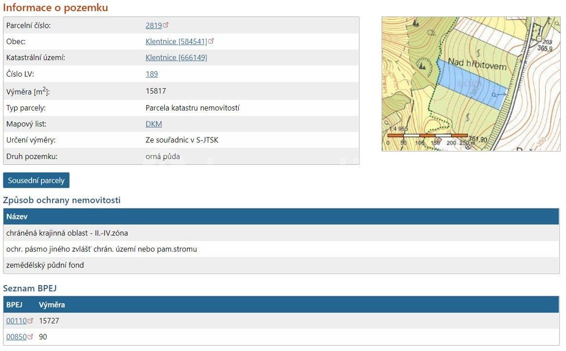 plot for sale, 15,817 m², Klentnice, Jihomoravský Region