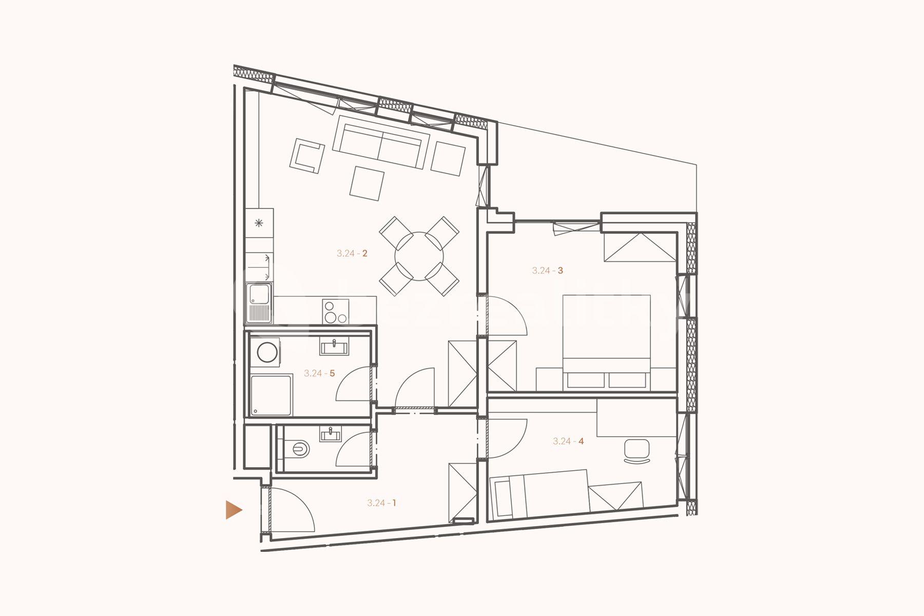 2 bedroom with open-plan kitchen flat for sale, 70 m², Boloňská, Prague, Prague