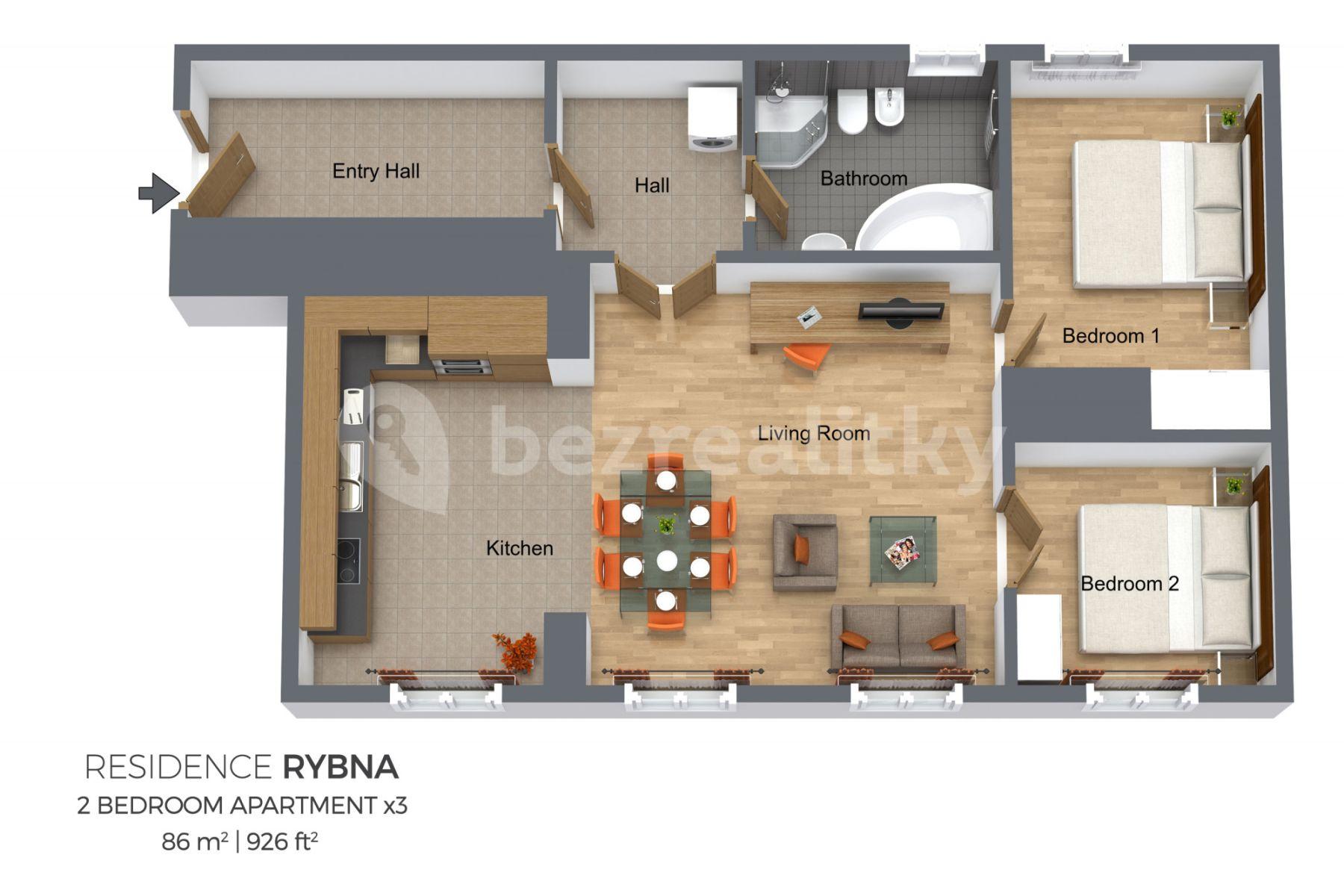 3 bedroom flat to rent, 86 m², Rybná, Prague, Prague