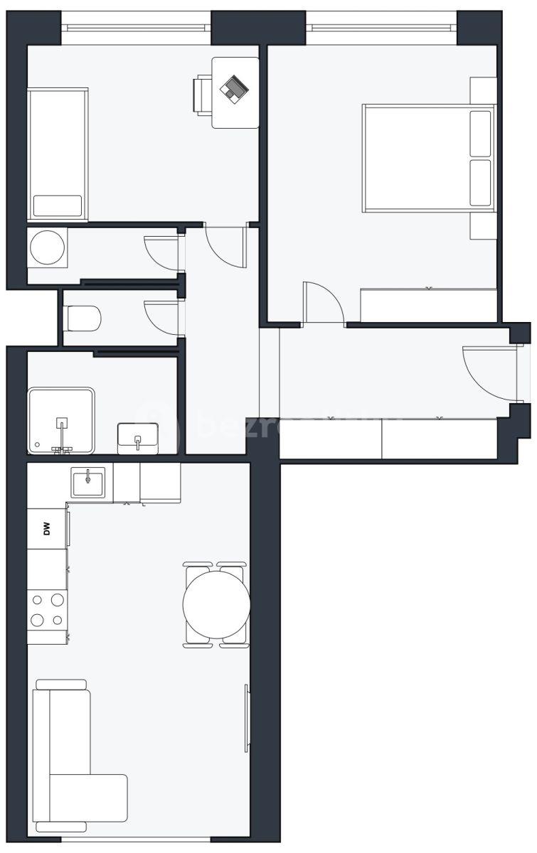 2 bedroom with open-plan kitchen flat for sale, 62 m², Vršovická, Prague, Prague