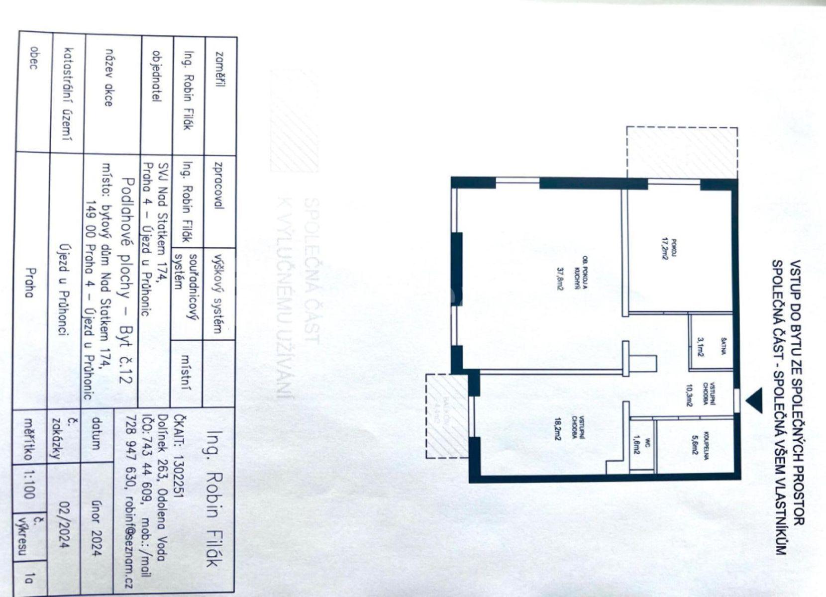 2 bedroom with open-plan kitchen flat for sale, 106 m², Nad Statkem, Prague, Prague