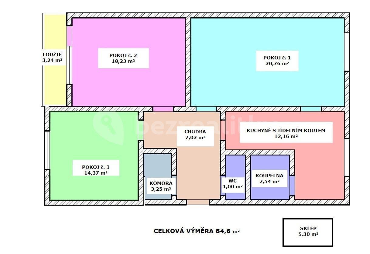 3 bedroom flat for sale, 85 m², Vítězslava Nezvala, Trutnov, Královéhradecký Region