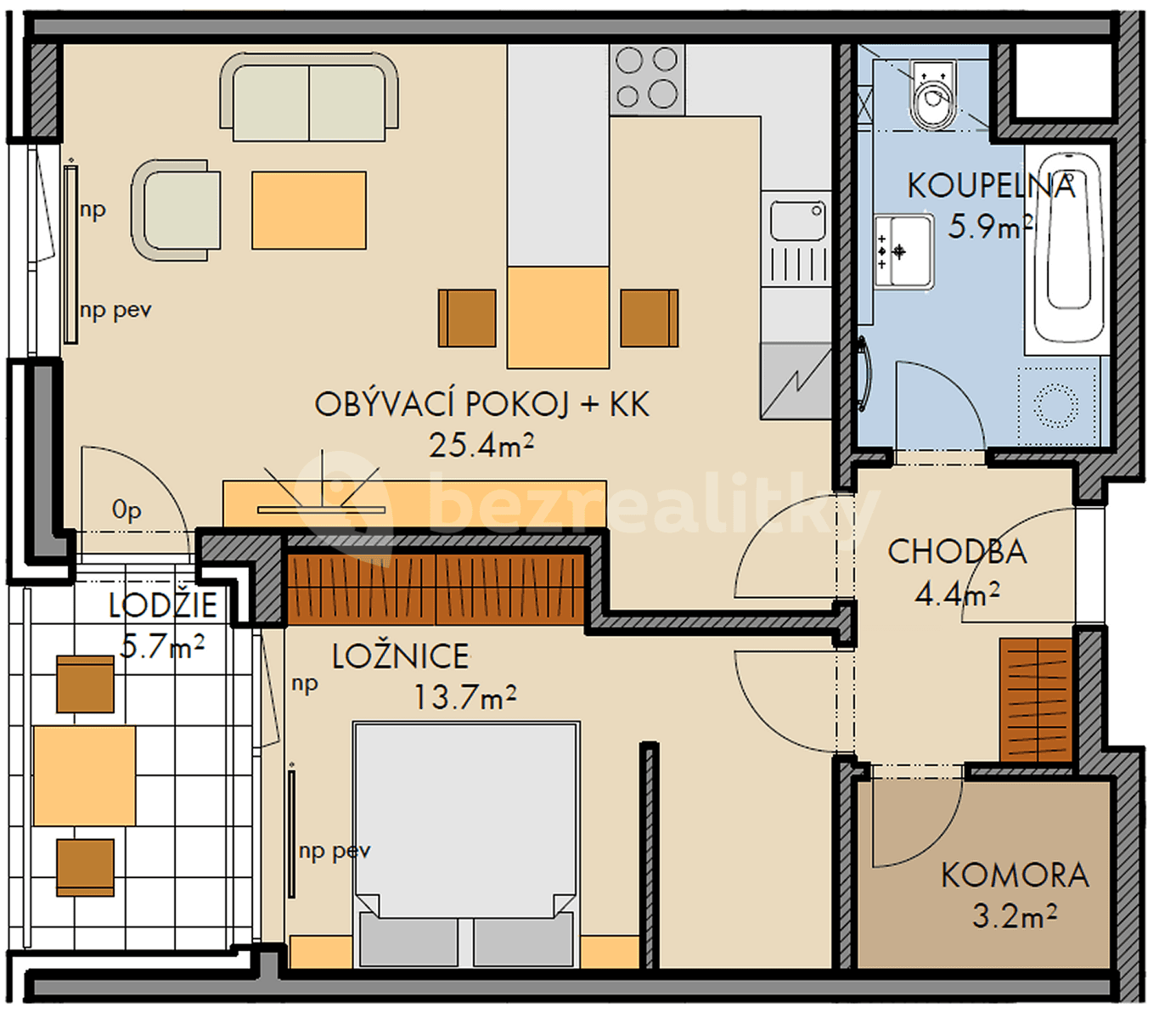 1 bedroom with open-plan kitchen flat to rent, 58 m², Stočesova, Prague, Prague