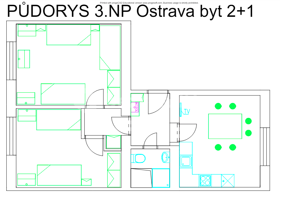 2 bedroom flat to rent, 60 m², 28. října, Ostrava, Moravskoslezský Region