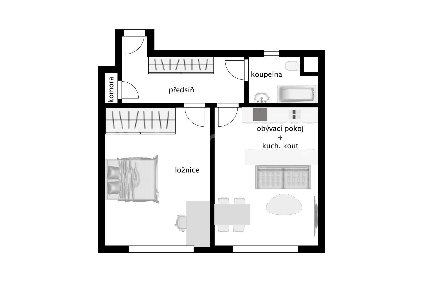 1 bedroom with open-plan kitchen flat for sale, 58 m², Sokolovská, Prague, Prague