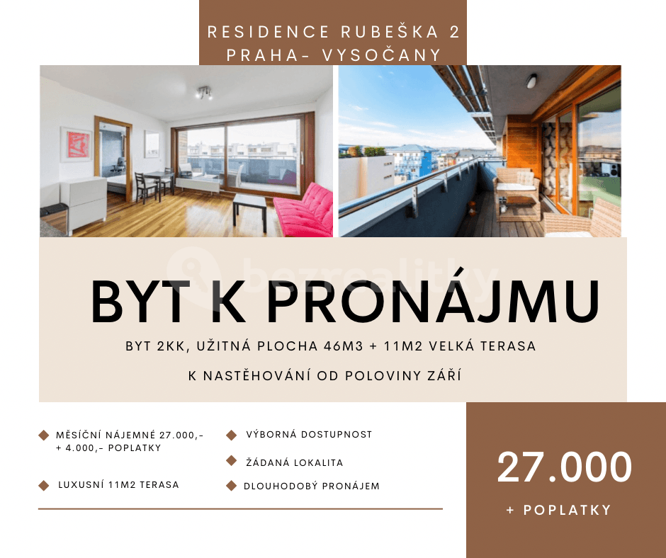 1 bedroom with open-plan kitchen flat to rent, 46 m², Paříkova, Prague, Prague