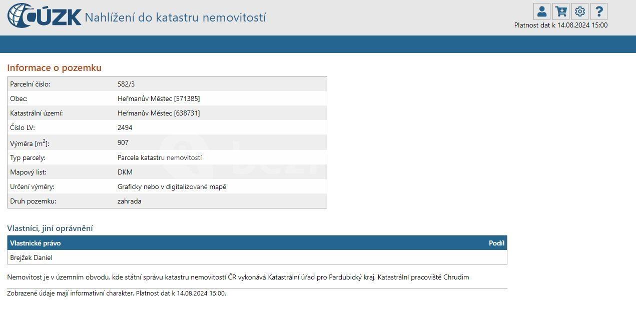 plot for sale, 907 m², Na Ježkovce, Heřmanův Městec, Pardubický Region