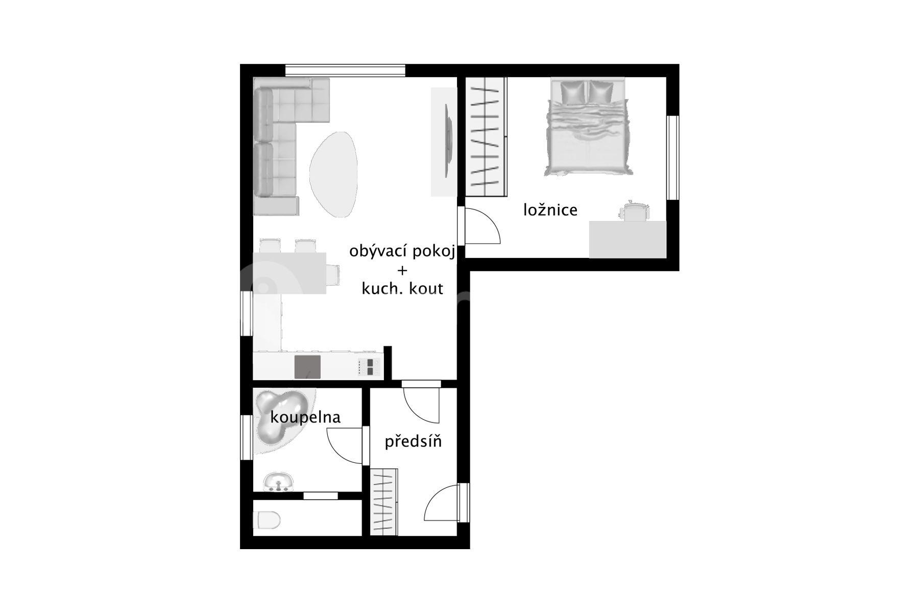 1 bedroom with open-plan kitchen flat for sale, 55 m², Za Tratí, Liberec, Liberecký Region