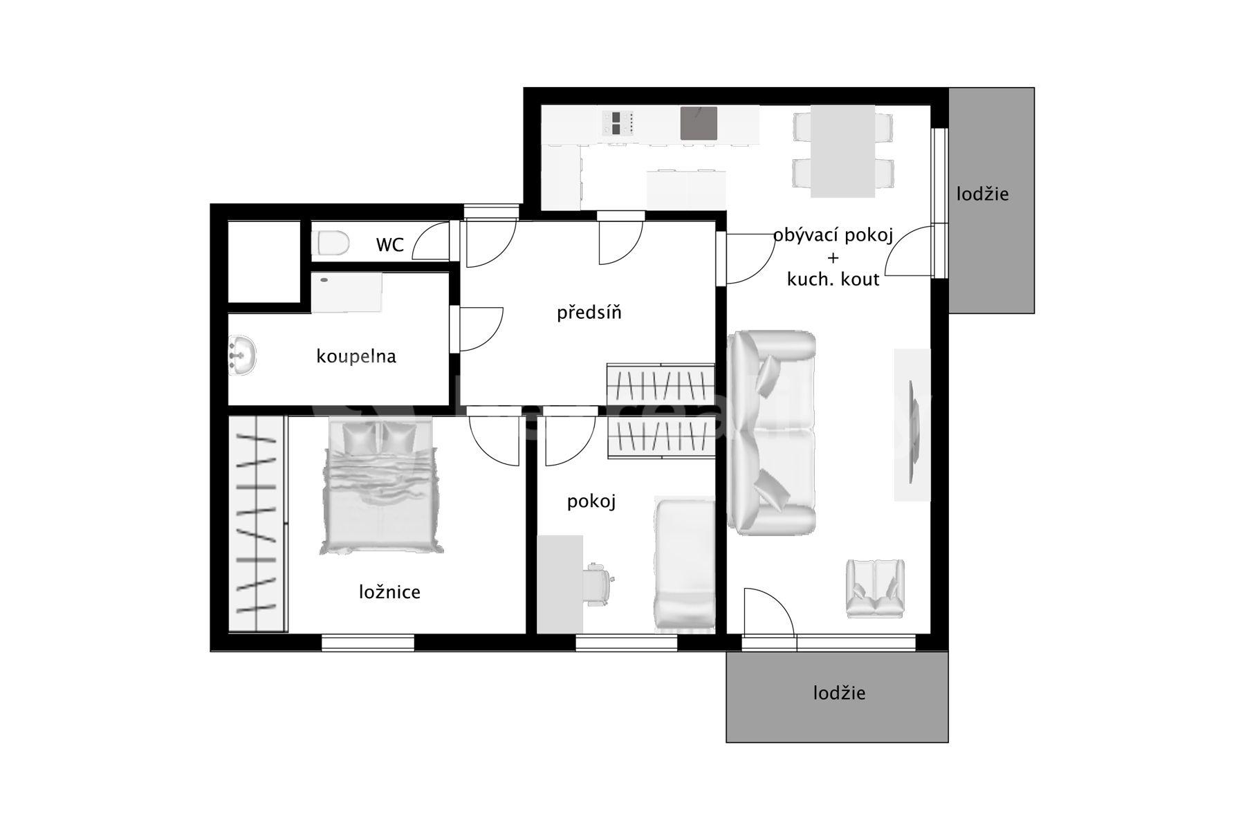 2 bedroom with open-plan kitchen flat for sale, 70 m², Hillebrantova, Prague, Prague