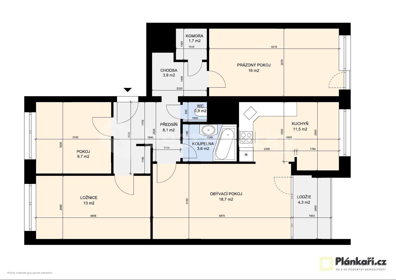 4 bedroom flat for sale, 92 m², Frýdlantská, Prague, Prague