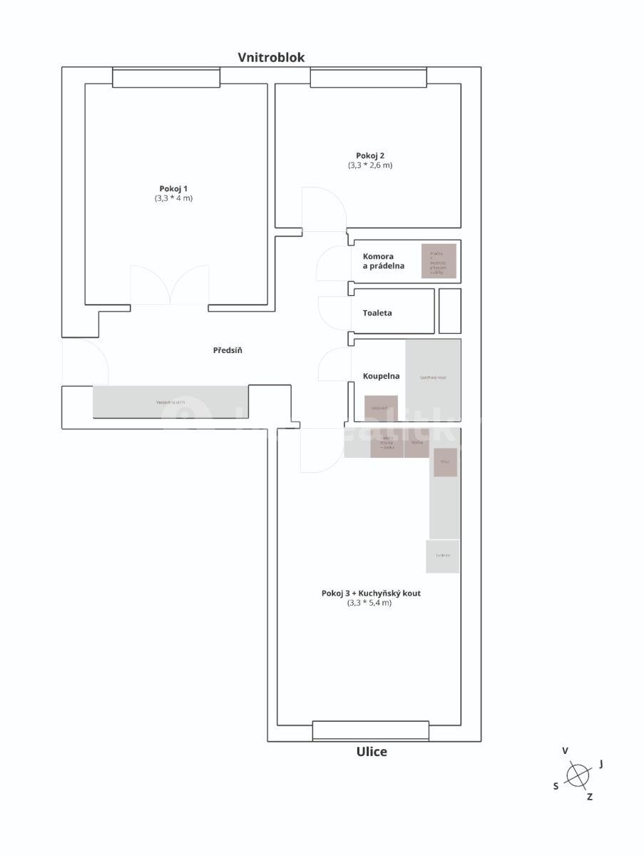 2 bedroom with open-plan kitchen flat to rent, 57 m², Škroupova, Hradec Králové, Královéhradecký Region