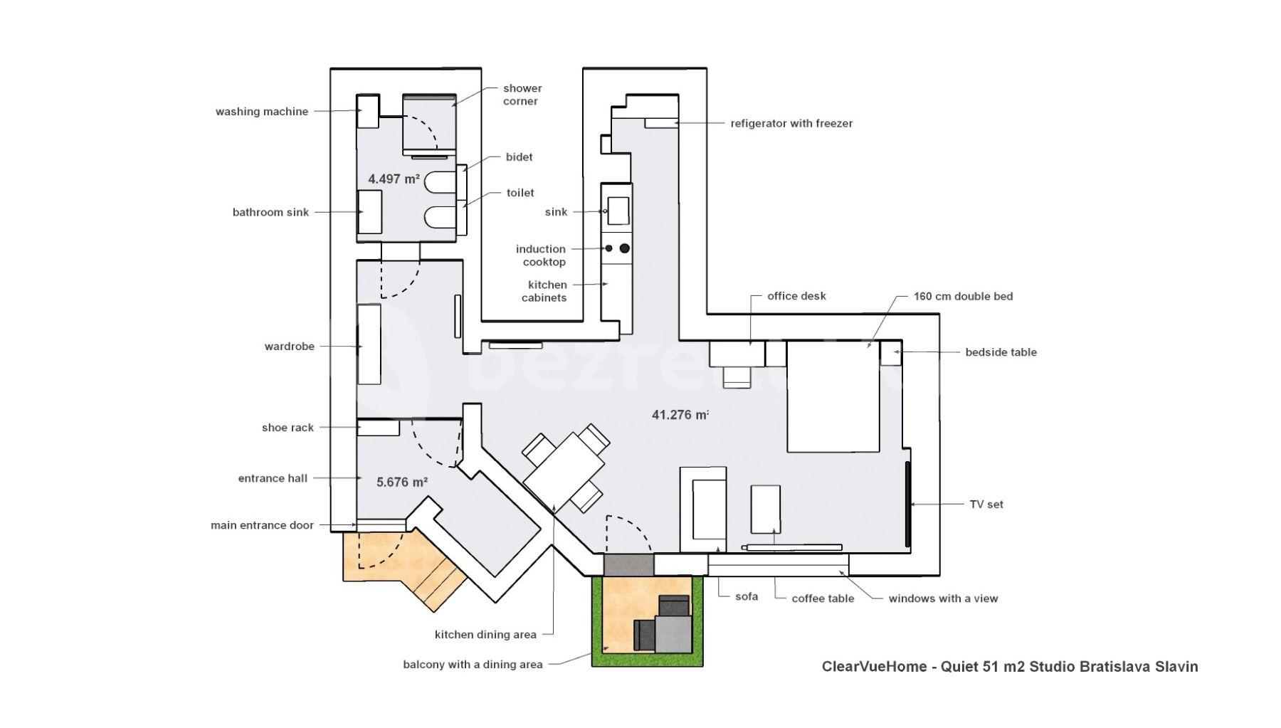 1 bedroom flat to rent, 51 m², Stará vinárska, Bratislava - mestská časť Staré Mesto, Bratislavský Region